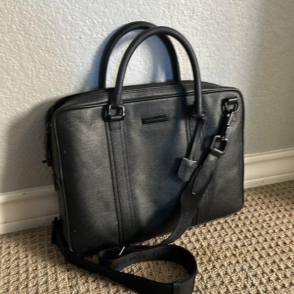 BURBERRY black leather LAPTOP BAG 11X14.5X2.5 in - Picture 4 of 14